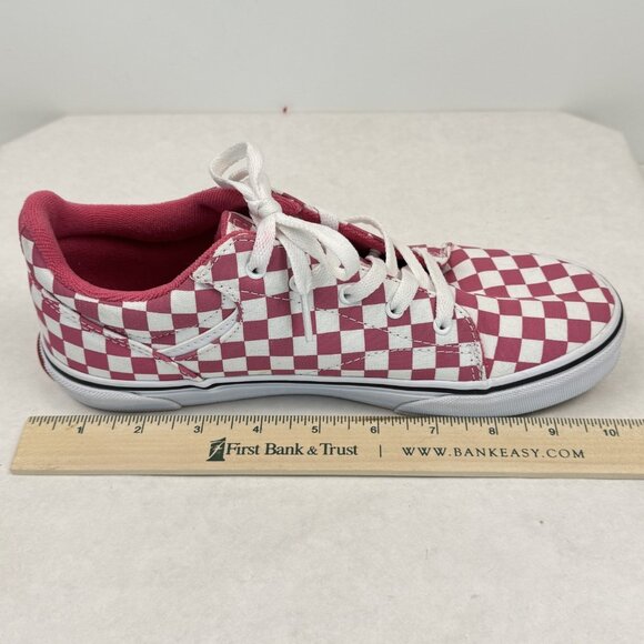 Vans Off The Wall Womens Sz 6 Low Top Sneakers Pink White Checkered Lace Up Shoe - Picture 13 of 13